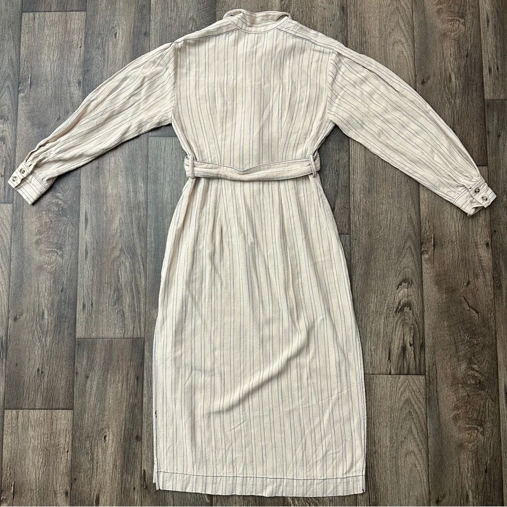 Free People Stripe Rayon Midi Shirtdress Women’s Size XS Cream Blue
